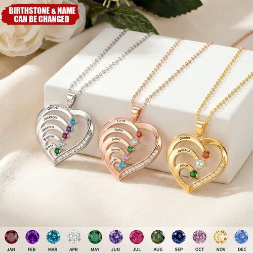Family Birthstone Heart Pendant