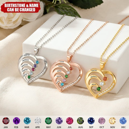 Family Birthstone Heart Pendant