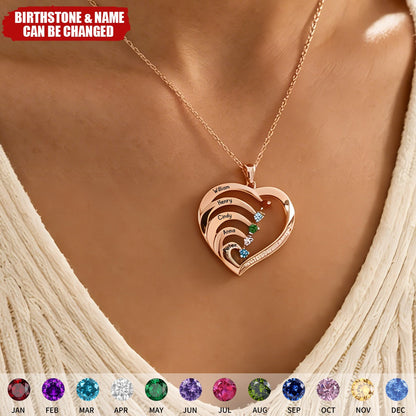 Family Birthstone Heart Pendant