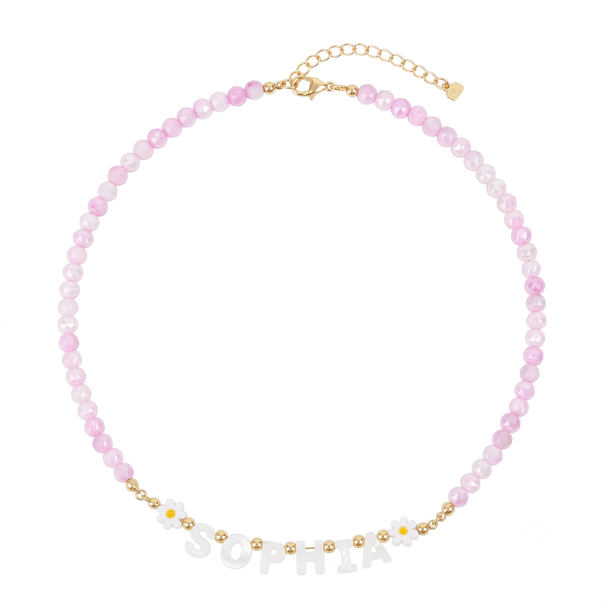 Custom Pearl Bead Name Necklace for Girls
