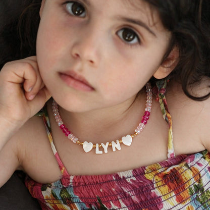 Custom Pearl Bead Name Necklace for Girls