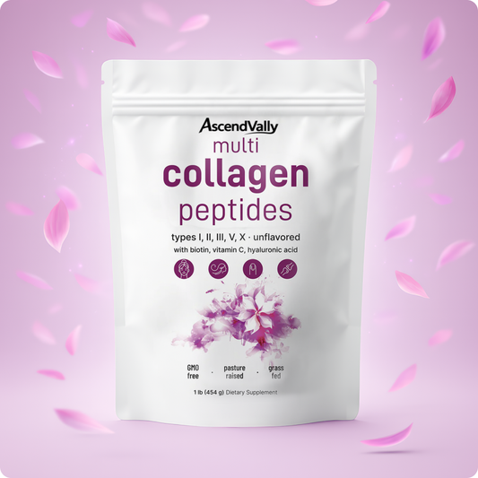 Multi Collagen Peptides Powder with Hyaluronic Acid, Biotin & Vitamin C (Unflavored)
