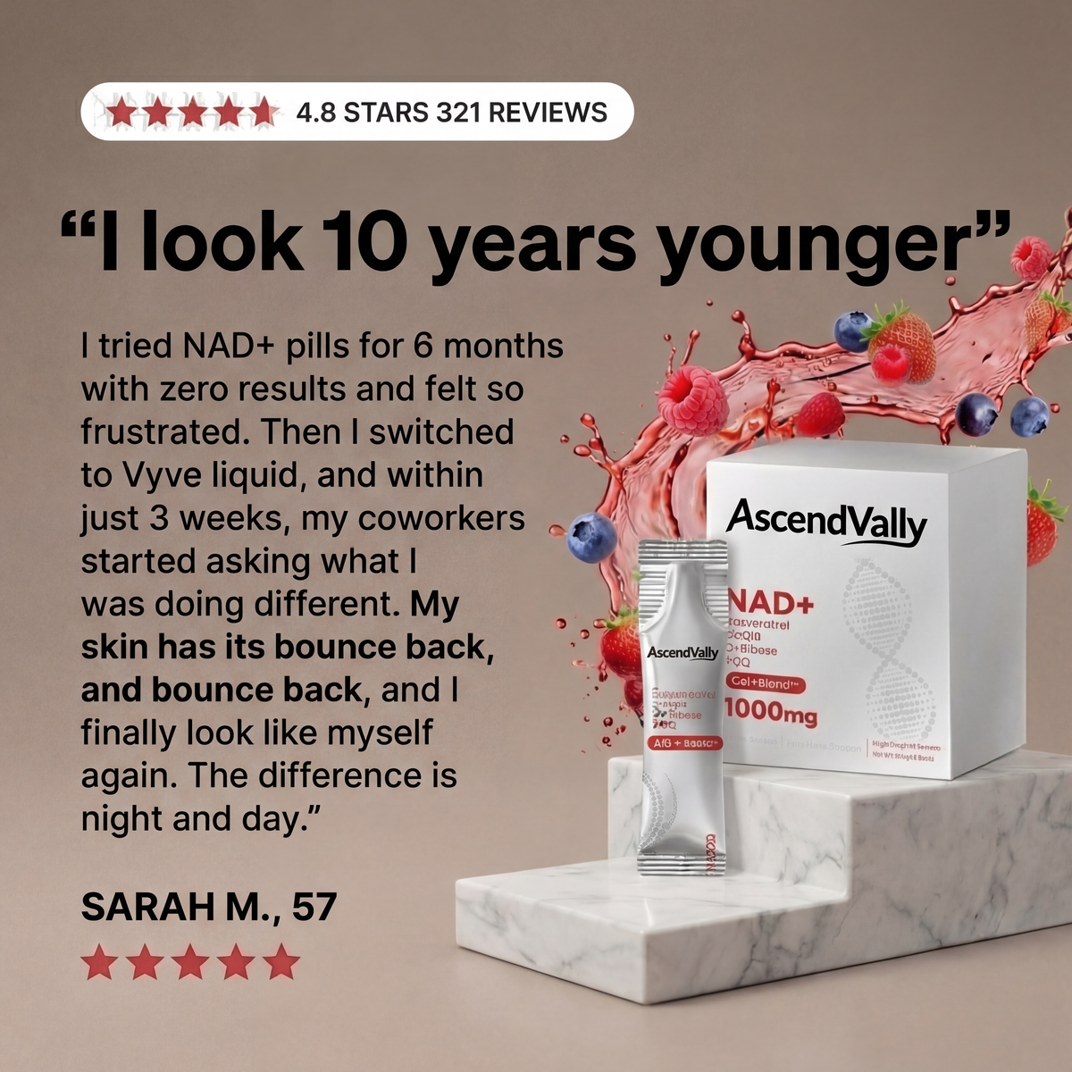 NAD+ 1000mg LipoBlend™ (Delicious Raspberry Formula)