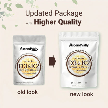 Vitamin D3 K2 Supplement Softgels