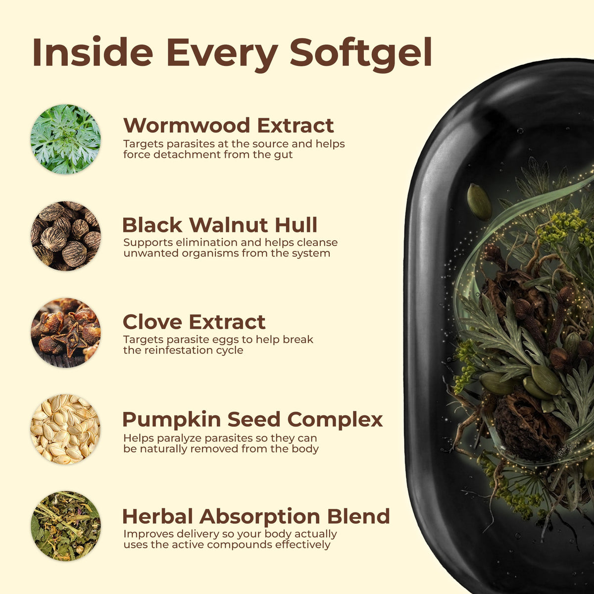 Wormwood Black Walnut Clove Softgels